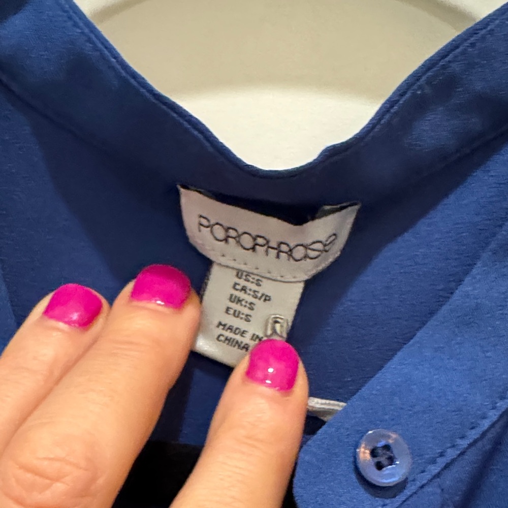 Paraphrase Royal Blue Long Sleeve Button-Up Blouse Women’s Small - Picture 7 of 11
